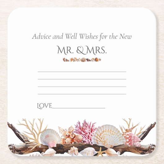 Roze Koraal Zee Schelpen Parels Zeesterren Drijfh Kartonnen Onderzetters (Voorkant)