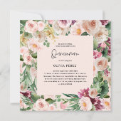 Roze koraalbloemige foto pampas elegant kaart (Achterkant)