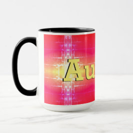 Roze koraalgeel en een aanraking met rood mok