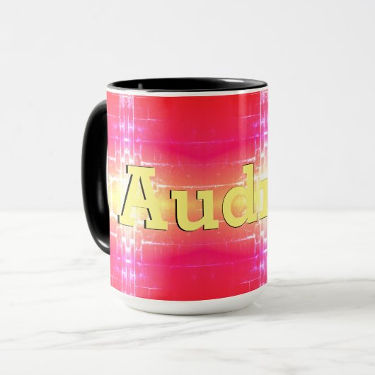 Roze koraalgeel en een aanraking met rood mok (Voorkant links)