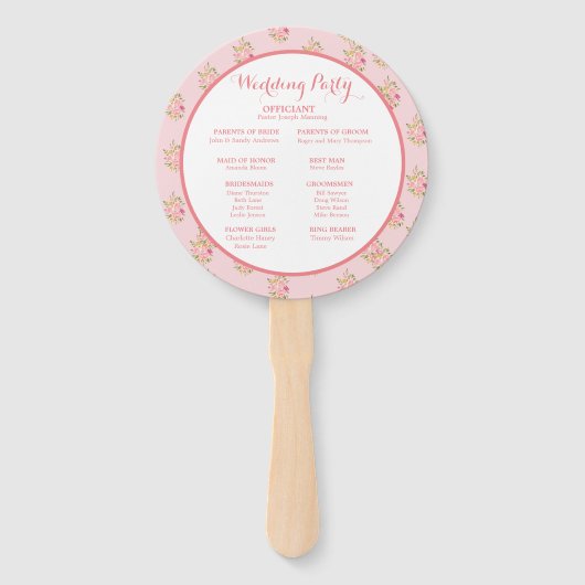 Roze koraalkoraalriffels voor bruiloft — Handje Fa Handwaaier (Achterkant)