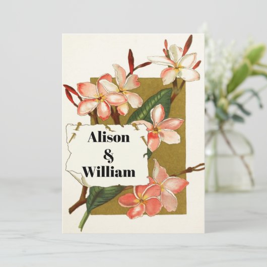  roze koraaloleander florale lente bruiloft kaart (Staand voorkant)