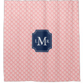 Roze koraalrif blauw 3-Letter Monogram Douchegordijn (Voorkant)