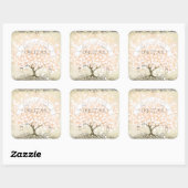Roze koraalril Heart Leaf Tree Weddenschap Vierkante Sticker (Vel)