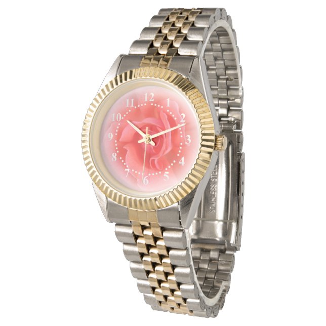 roze koraalroos horloge (Gekanteld)