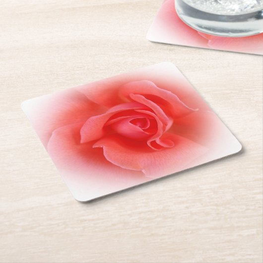 roze koraalroos kartonnen onderzetters (Schuin)