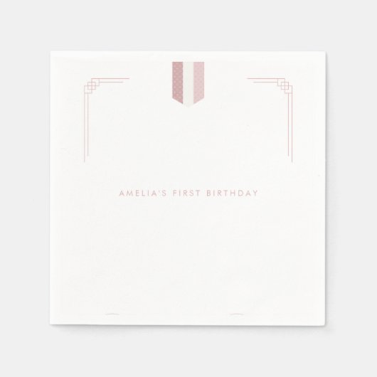 Roze Koreaans meisje 1e verjaardag Doljanchi Servet (Voorkant)