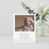 Roze Koreaanse Dol eerste verjaardag foto dank je Bedankkaart (Staand voorkant)