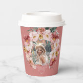 Roze korrelig fotograaf op papier bekertje papieren bekers (Achterkant)