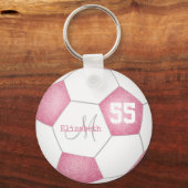 Roze, korrelig roos, gepersonaliseerd voetbal sleutelhanger (Voorkant)