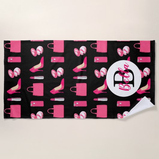 Roze korrelige dingen — heels purt make-up design strandlaken (Voorkant)