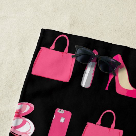 Roze korrelige dingen — heels purt make-up design strandlaken (In situ)