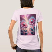 Roze Kosmische Bloemen Psychedelisch Roze T-shirt (Achterkant)