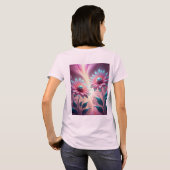 Roze Kosmische Bloemen Psychedelisch Roze T-shirt (Achterkant volledig)