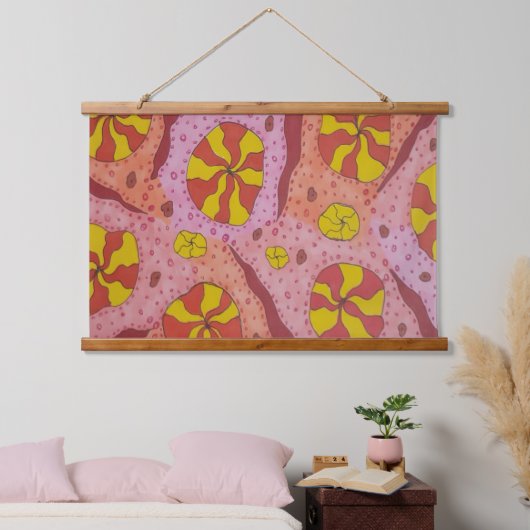 Roze kosmische Snoepjes Hangend Wandkleed (Slaapkamer)