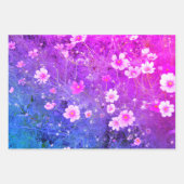 Roze Kosmos bipinnatus Bloemen in volle bloei Inpakpapier Vel (Voorkant 3)