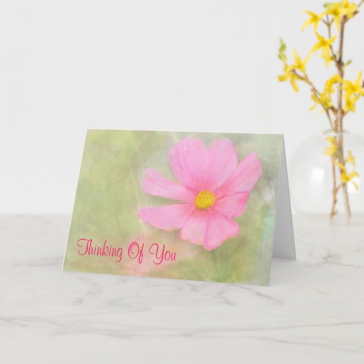 Roze kosmos Blank denken van uw Kaart (Gele Bloem)