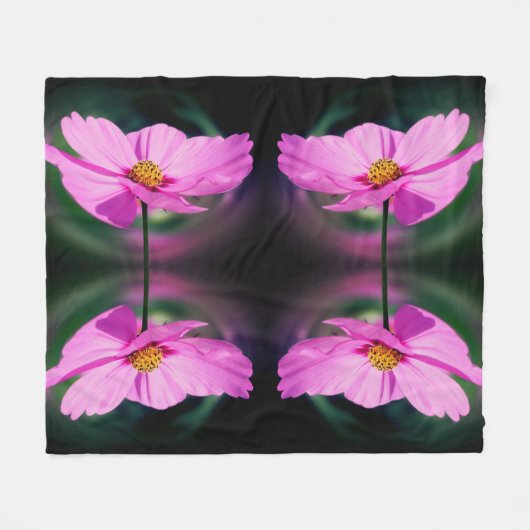 Roze Kosmos Bloem Abstract Fleece Deken (Voorkant (Horizontaal))