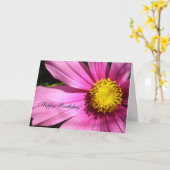 Roze Kosmos Bloem Gelukkige Verjaardag Kaart (Gele Bloem)