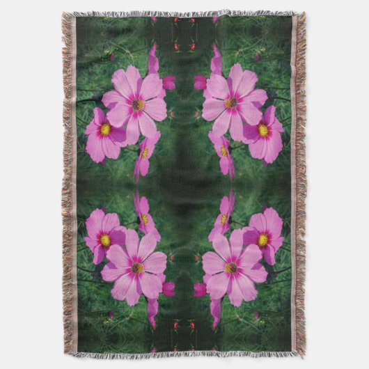 Roze Kosmos Bloemen Abstract Deken (Voorkant Verticaal)