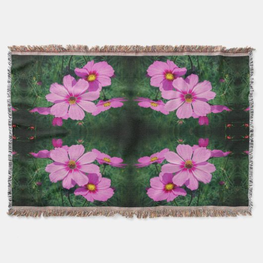 Roze Kosmos Bloemen Abstract Deken (Voorkant)