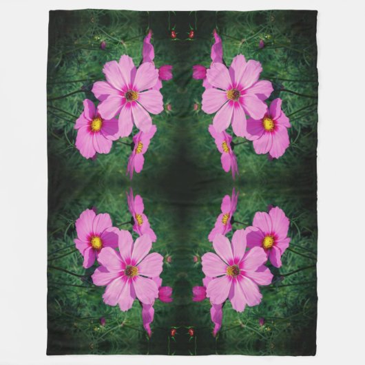 Roze Kosmos Bloemen Abstract Fleece Deken (Voorkant)