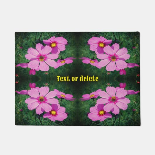 Roze kosmos bloemen Abstract gepersonaliseerd Deurmat (Voorkant)