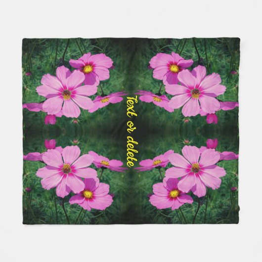 Roze kosmos bloemen Abstract gepersonaliseerd Fleece Deken (Voorkant (Horizontaal))