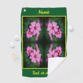 Roze kosmos bloemen Abstract gepersonaliseerd Golfhanddoek (Insitu)