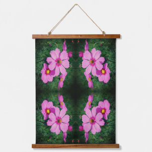 Roze Kosmos Bloemen Abstract Hangend Wandkleed