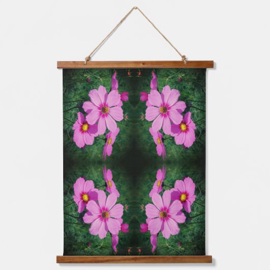 Roze Kosmos Bloemen Abstract Hangend Wandkleed (Voorkant)