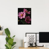 Roze Kosmos Bloemen Art Print Poster (Thuiskantoor)