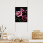 Roze Kosmos Bloemen Art Print Poster (Keuken)