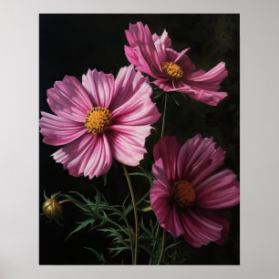 Roze Kosmos Bloemen Art Print Poster