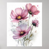 Roze Kosmos Bloemen Art Print Poster (Voorkant)