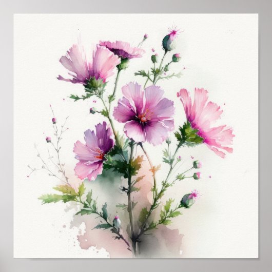 Roze Kosmos Bloemen Art Print Poster (Voorkant)