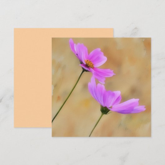 Roze Kosmos Bloemen Bloemen Art Flat Note Kaart (Voorkant / Achterkant)