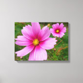 Roze kosmos bloemen canvas afdruk (Voorkant)