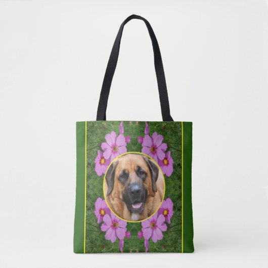 Roze Kosmos Bloemen Creëer Uw Eigen Foto Tote Bag (Voorkant)