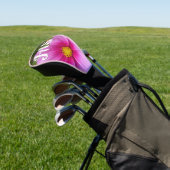 Roze kosmos bloemen golfheadcover (Insitu)