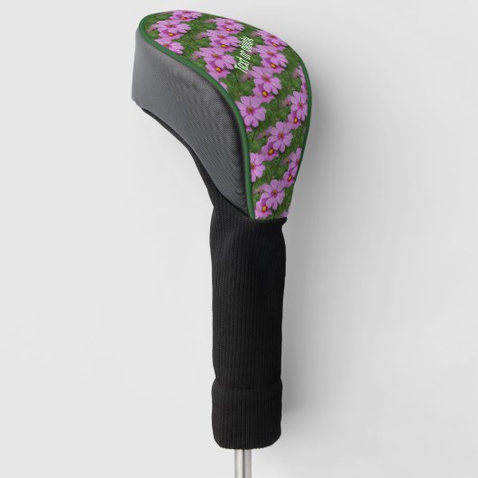 Roze Kosmos Bloemen Natuur Patroon Gepersonaliseer Golfheadcover (Schuin)
