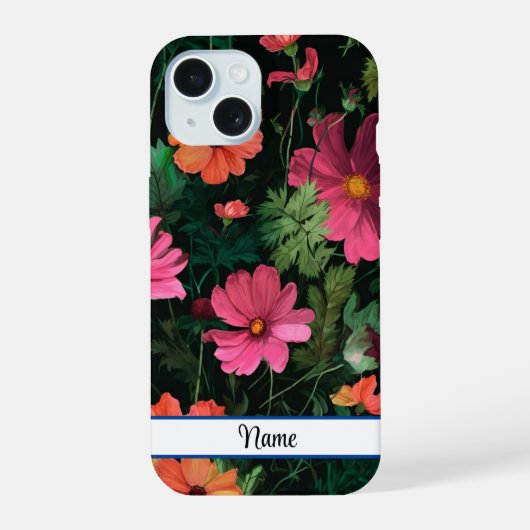 Roze Kosmos Bloemen Ontwerp iPhone 15 Case (Achterkant)