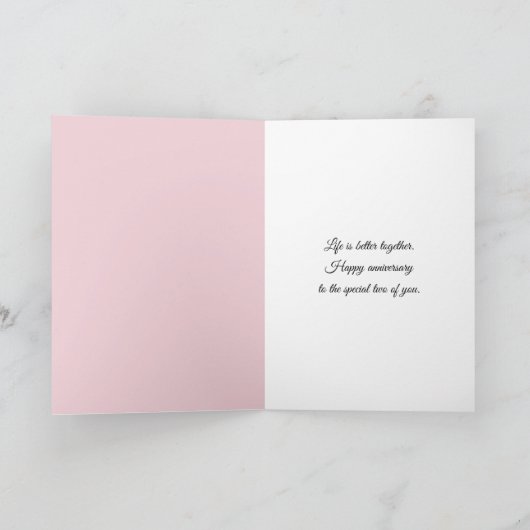 Roze Kosmos Bloemen Op Witte Bruidskant Kaart (Binnen)