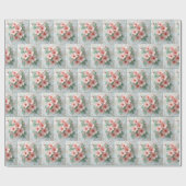 Roze Kosmos Bloemen op Witte kant Cadeaupapier (Vlak)