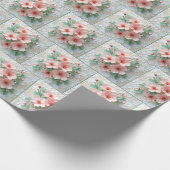 Roze Kosmos Bloemen op Witte kant Cadeaupapier (Hoek)