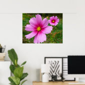 Roze kosmos bloemen poster (Thuiskantoor)