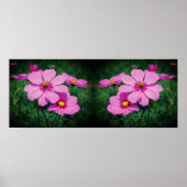 Roze Kosmos Bloemen Spiegel Abstract Poster (Voorkant)