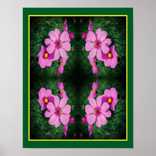 Roze Kosmos Bloemen Spiegel Abstract Poster (Voorkant)