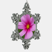 Roze kosmos bloemen tin sneeuwvlok ornament (Links)
