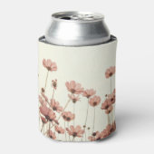 Roze kosmos: bloemen witte achtergrond. blikjeskoeler (Blikje Voorkant)